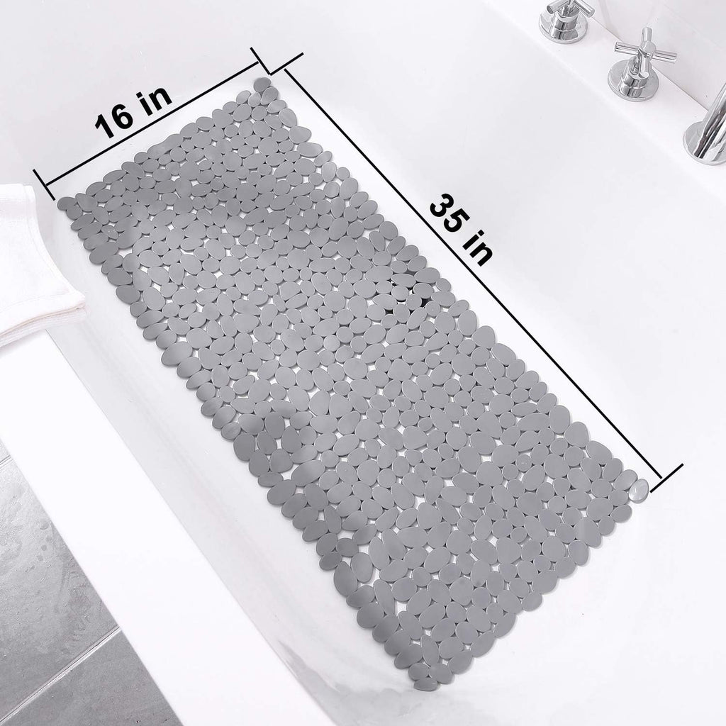 Pebble Texture PVC Bath Mat with Suction Cups, 88 x 40 cm