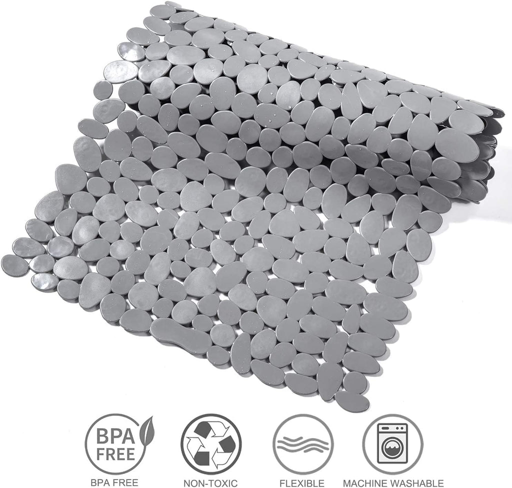 Pebble Texture PVC Bath Mat with Suction Cups, 88 x 40 cm