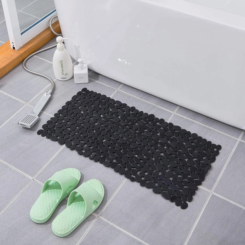 Pebble Texture PVC Bath Mat with Suction Cups, 88 x 40 cm