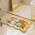 Floral Microfibre Bath Mat with PVC Backing