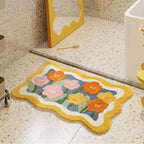 Floral Microfibre Bath Mat with PVC Backing