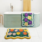 Floral Microfibre Bath Mat with PVC Backing