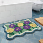 Floral Microfibre Bath Mat with PVC Backing