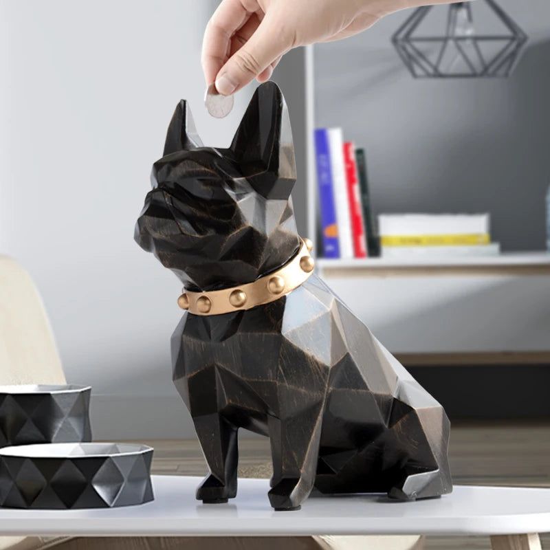 Geometric French Bulldog Resin Money Box