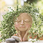 Face Design Resin Plant Pot with Drainage Hole
