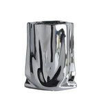Metallic Finish Pleated Ceramic Vase