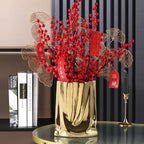 Metallic Finish Pleated Ceramic Vase