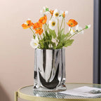 Metallic Finish Pleated Ceramic Vase