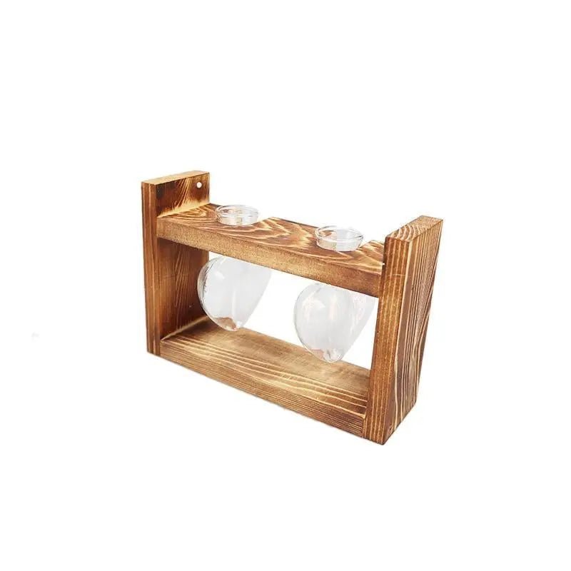 Heart-Shaped Glass Propagation Vase with Wooden Stand