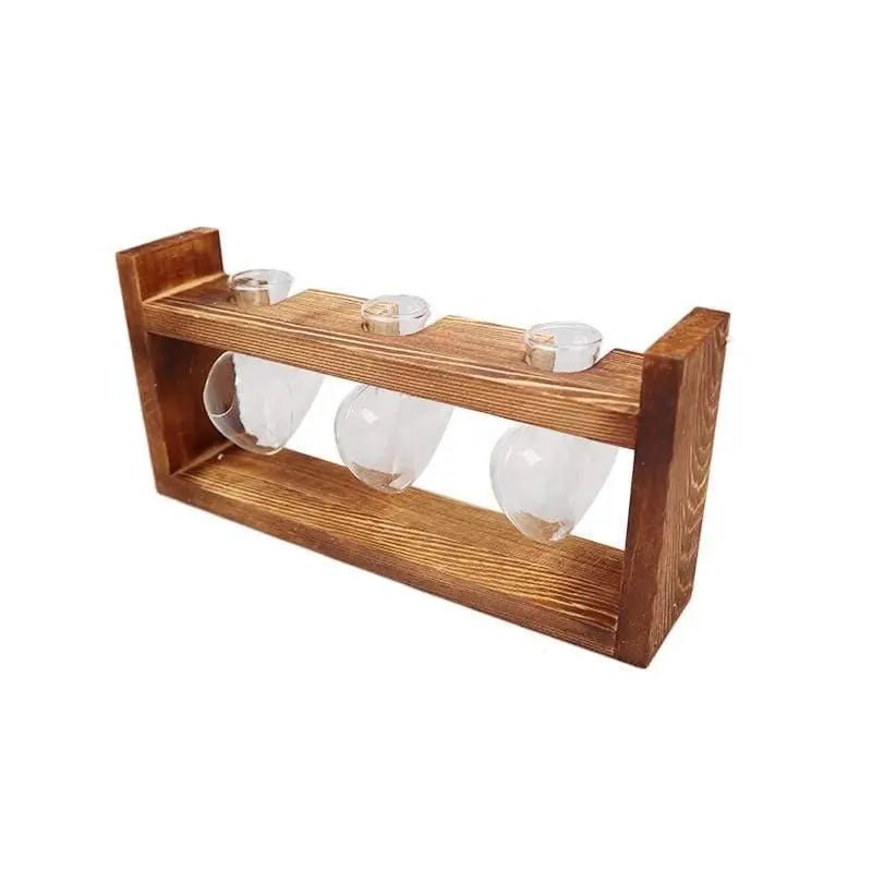 Heart-Shaped Glass Propagation Vase with Wooden Stand
