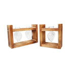 Heart-Shaped Glass Propagation Vase with Wooden Stand