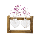 Heart-Shaped Glass Propagation Vase with Wooden Stand