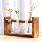 Heart-Shaped Glass Propagation Vase with Wooden Stand
