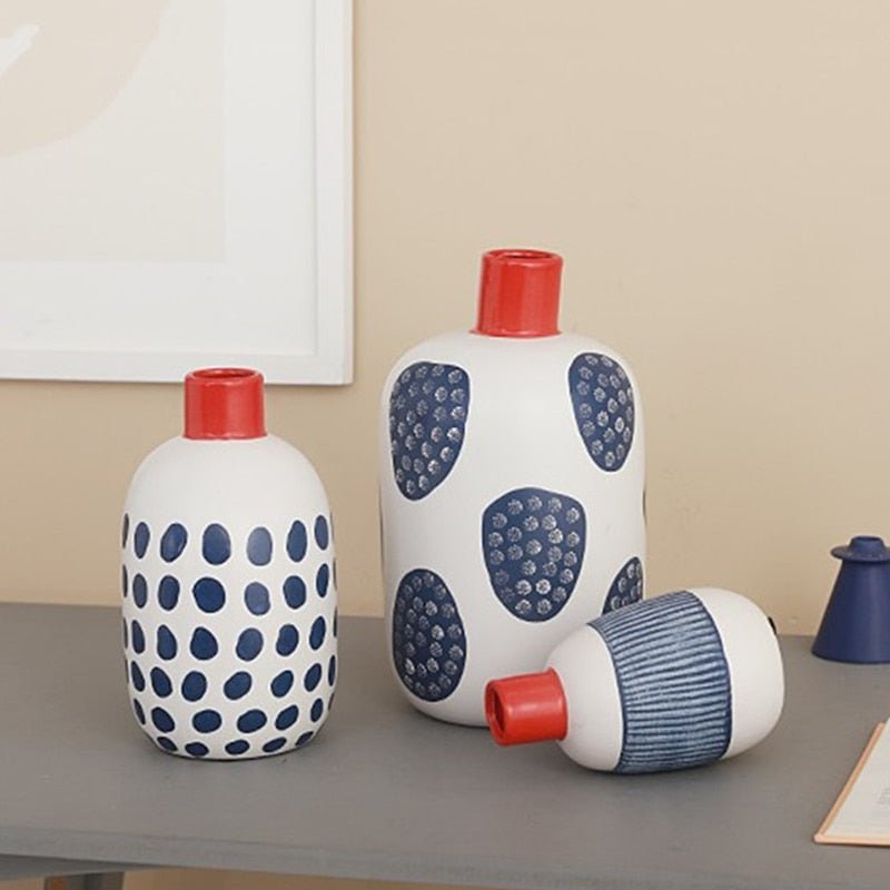 Graphic Pattern Ceramic Vase