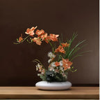 Ceramic Decorative Vase with Artificial Orchid Flowers, 30 cm