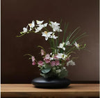 Ceramic Decorative Vase with Artificial Orchid Flowers, 30 cm