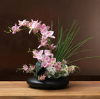 Ceramic Decorative Vase with Artificial Orchid Flowers, 30 cm