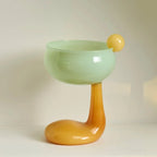 Pastel Blown Glass Stemmed Dessert Bowl
