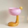 Pastel Blown Glass Stemmed Dessert Bowl