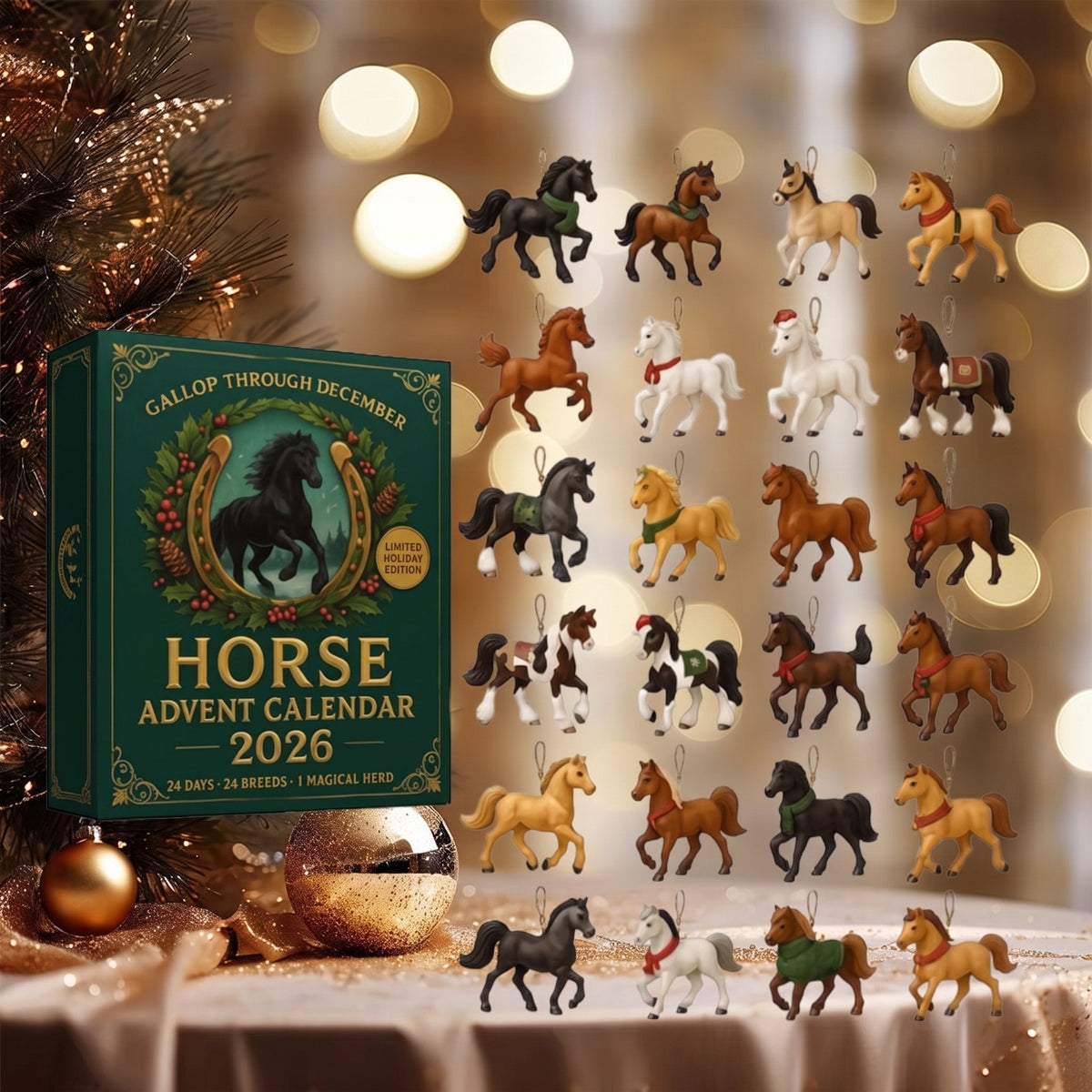 Horse Ornament Advent Calendar with 24 Figures
