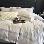 Rose Embroidered Cotton Sateen Bedding Set
