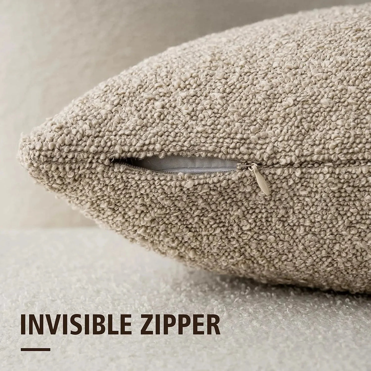Boucle Cushion Cover with Concealed Zip, 45 x 45 cm