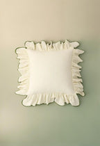 Two-Tone Ruffled Cotton Cushion Cover, 45 x 45 cm