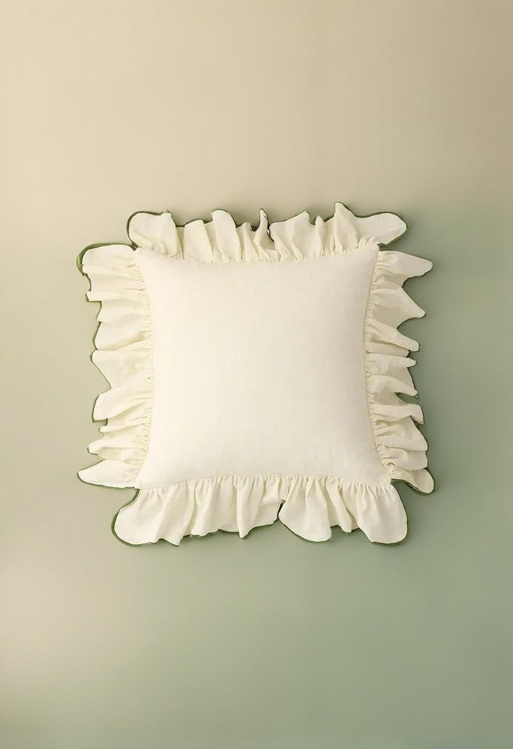 Two-Tone Ruffled Cotton Cushion Cover, 45 x 45 cm
