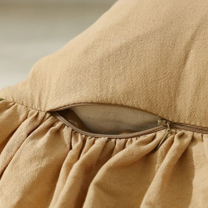 Two-Tone Ruffled Cotton Cushion Cover, 45 x 45 cm