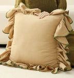 Two-Tone Ruffled Cotton Cushion Cover, 45 x 45 cm