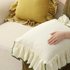 Two-Tone Ruffled Cotton Cushion Cover, 45 x 45 cm