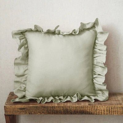 Ruffled Linen Cushion Cover