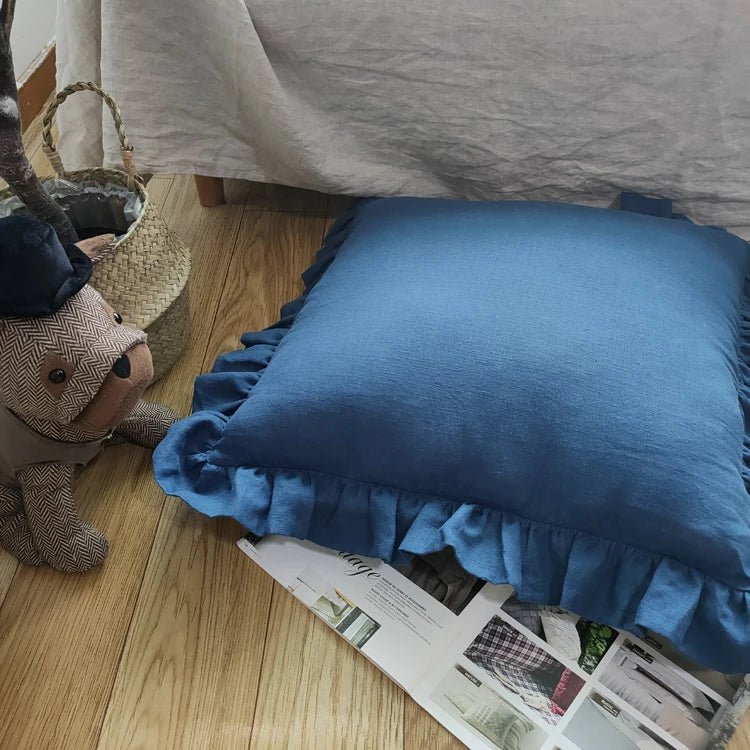 Ruffled Linen Cushion Cover