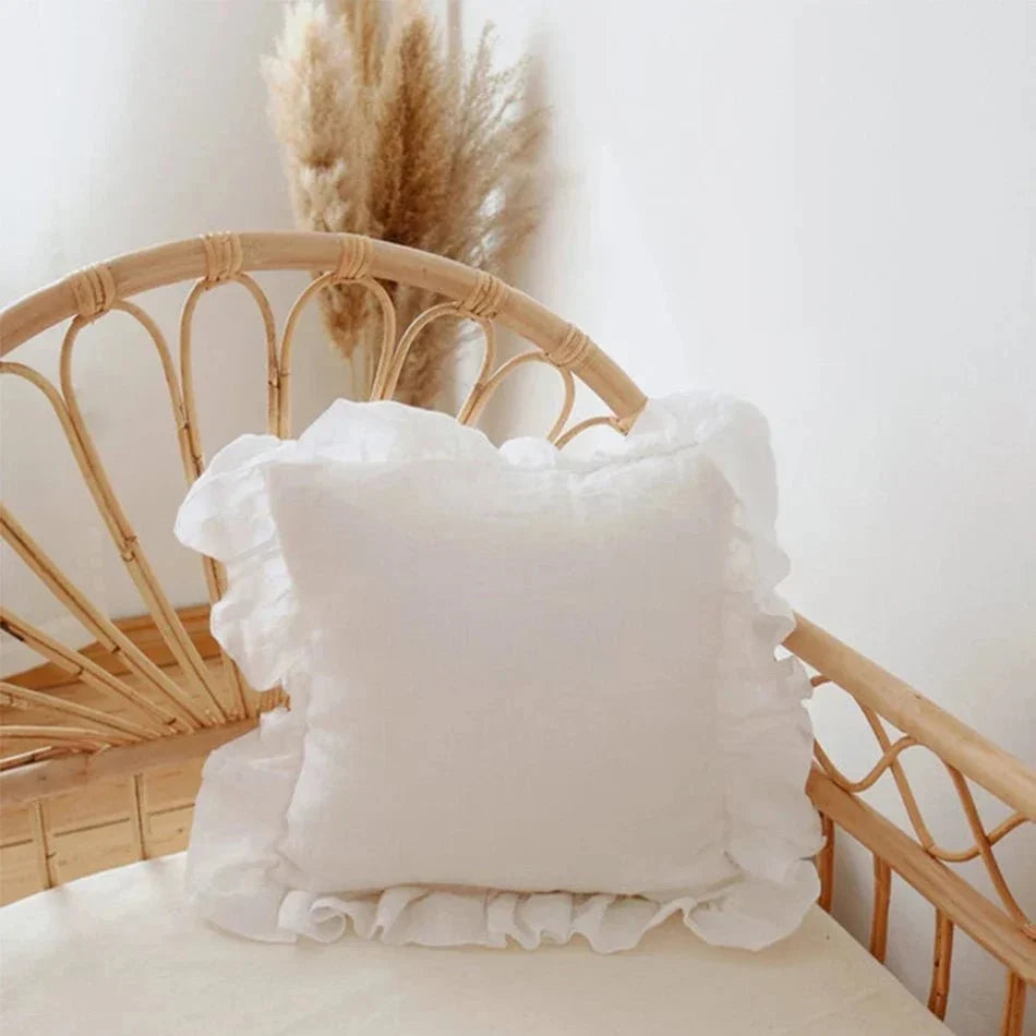 Ruffled Linen Cushion Cover