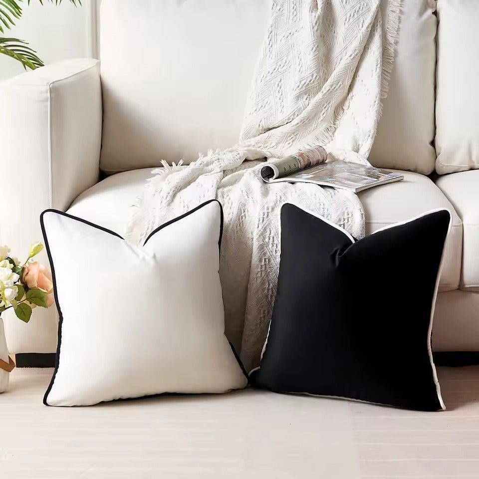 Black and White Velvet Cushion Cover
