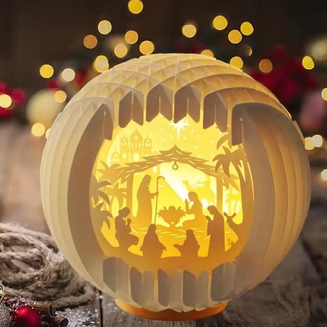 Illuminated Paper-Cut Nativity Scene