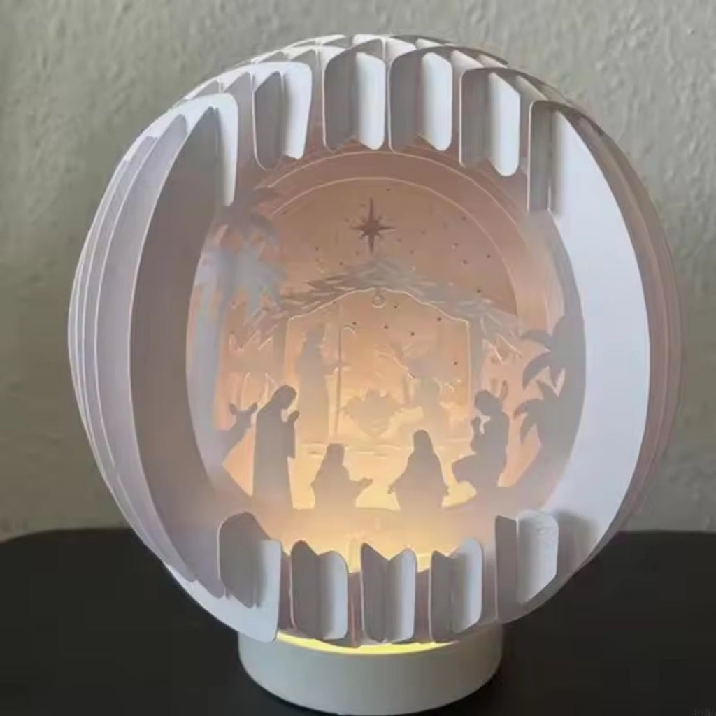 Illuminated Paper-Cut Nativity Scene