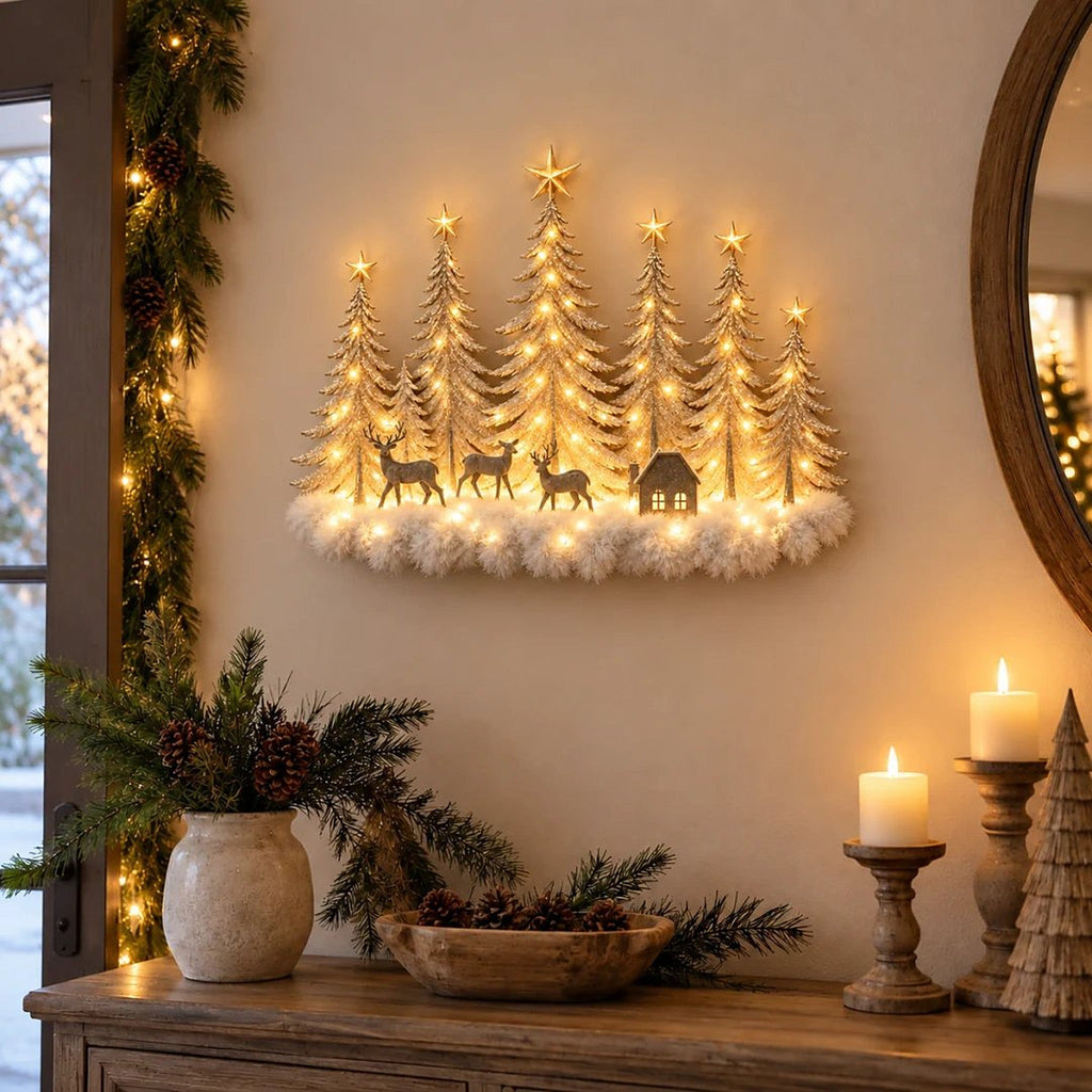 Battery-Powered LED Winter Forest Wall Decoration
