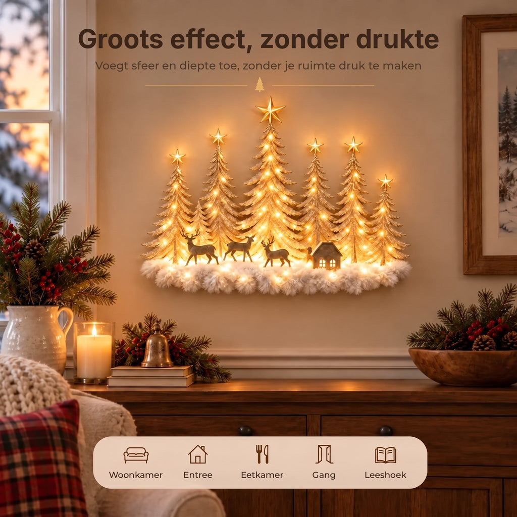 Battery-Powered LED Winter Forest Wall Decoration