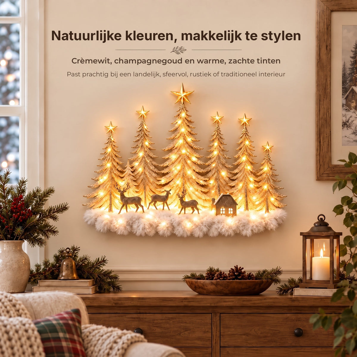 Battery-Powered LED Winter Forest Wall Decoration