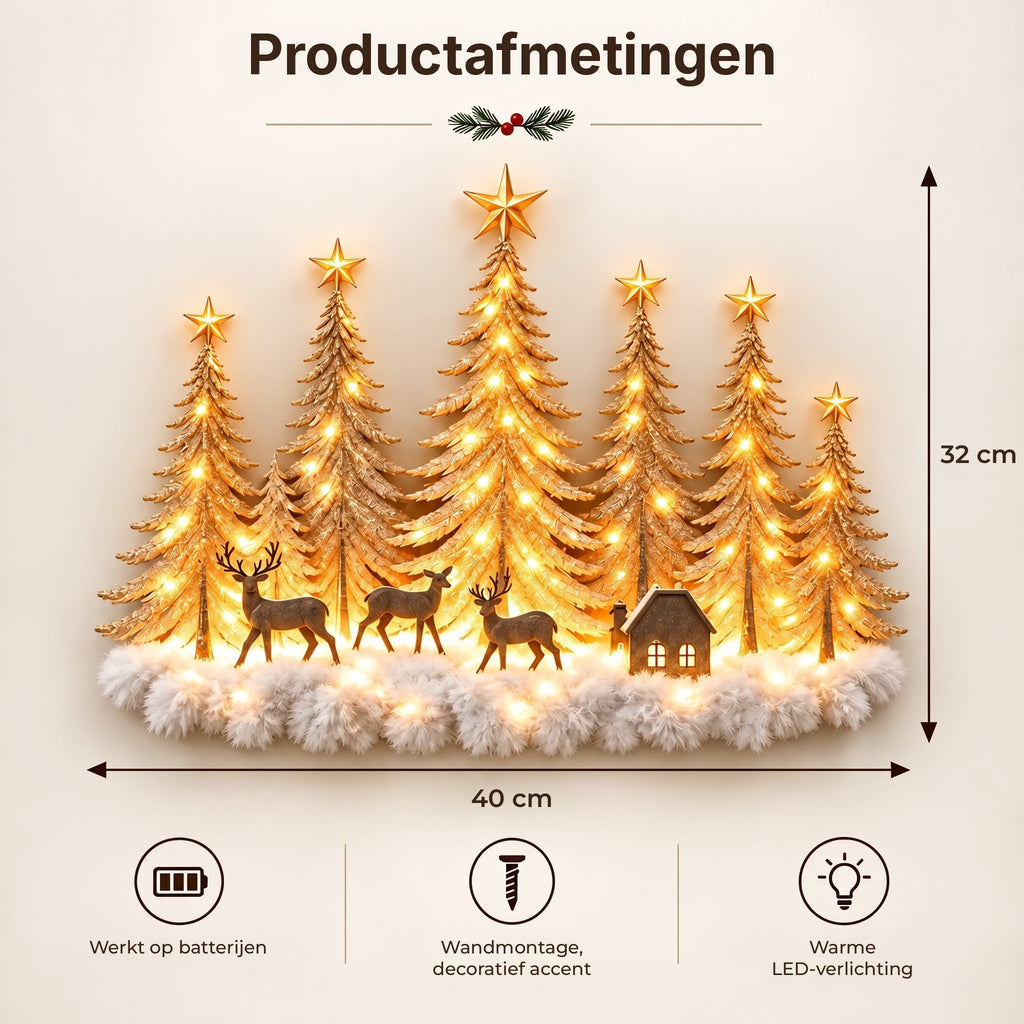 Battery-Powered LED Winter Forest Wall Decoration