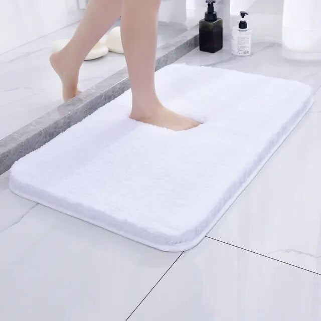 Plush Faux Fur Bath Rug — White