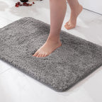 Plush Faux Fur Bath Rug — Grey
