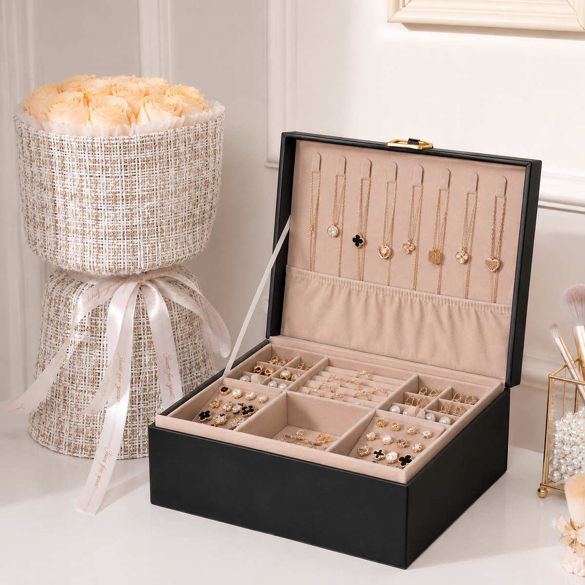 Jewelry Box Organiser 2 Layer Storage Case Tray