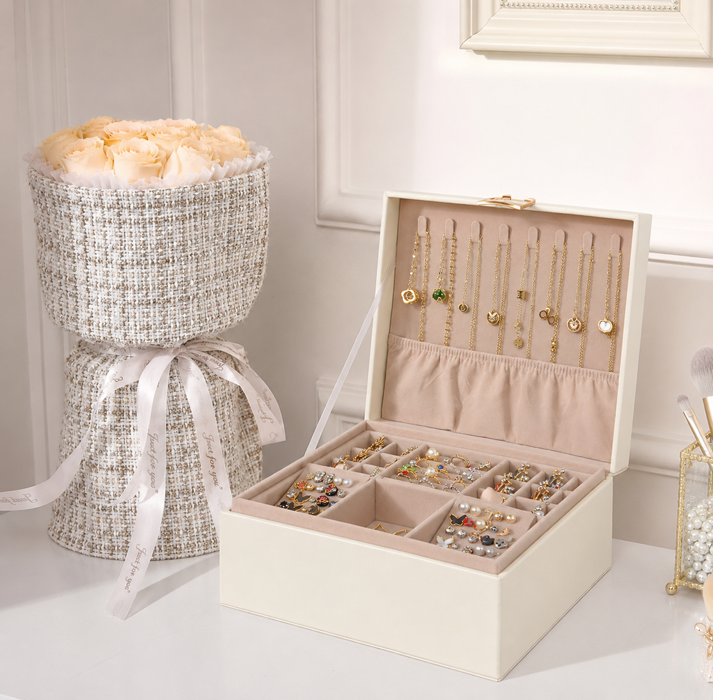 Jewelry Box Organiser 2 Layer Storage Case Tray