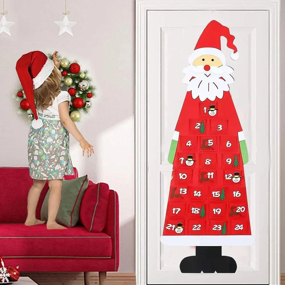 Felt Santa Advent Calendar with 24 Pockets