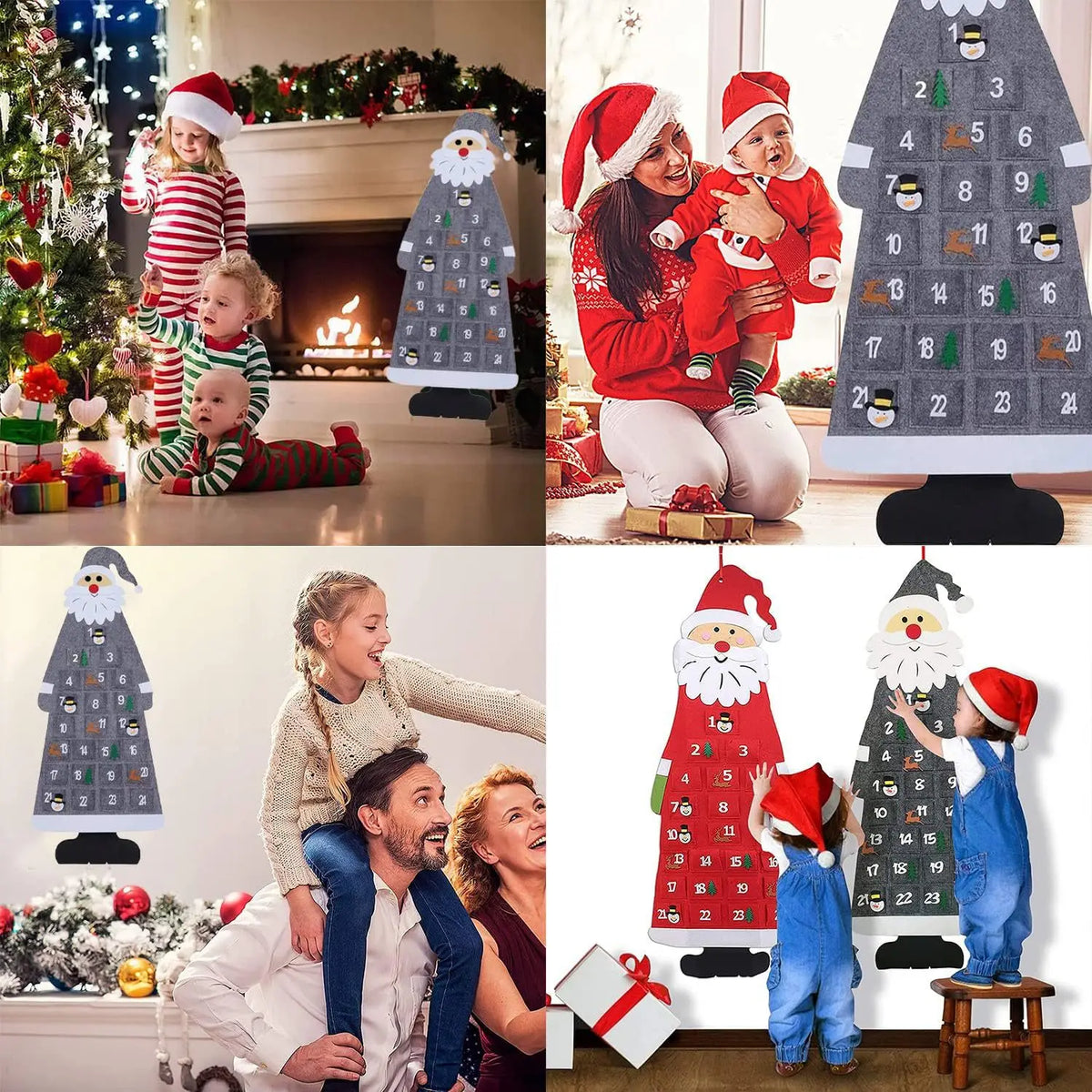 Felt Santa Advent Calendar with 24 Pockets