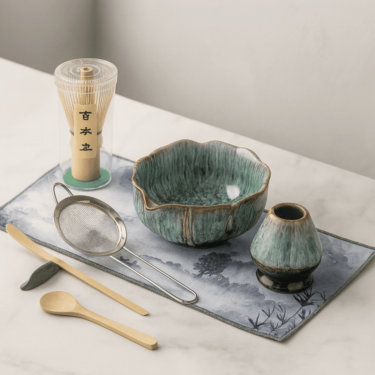 Spouted Ceramic Matcha Tea Set, 8 Pieces