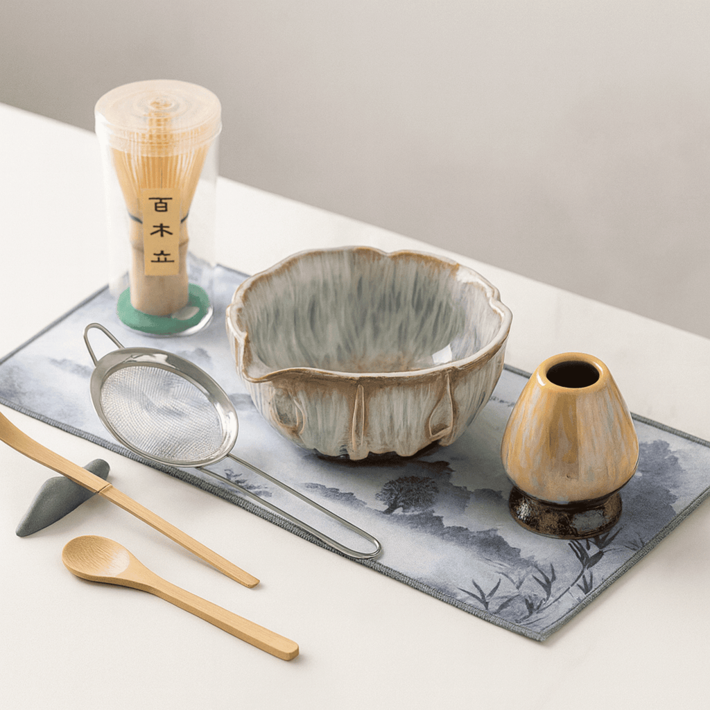 Spouted Ceramic Matcha Tea Set, 8 Pieces