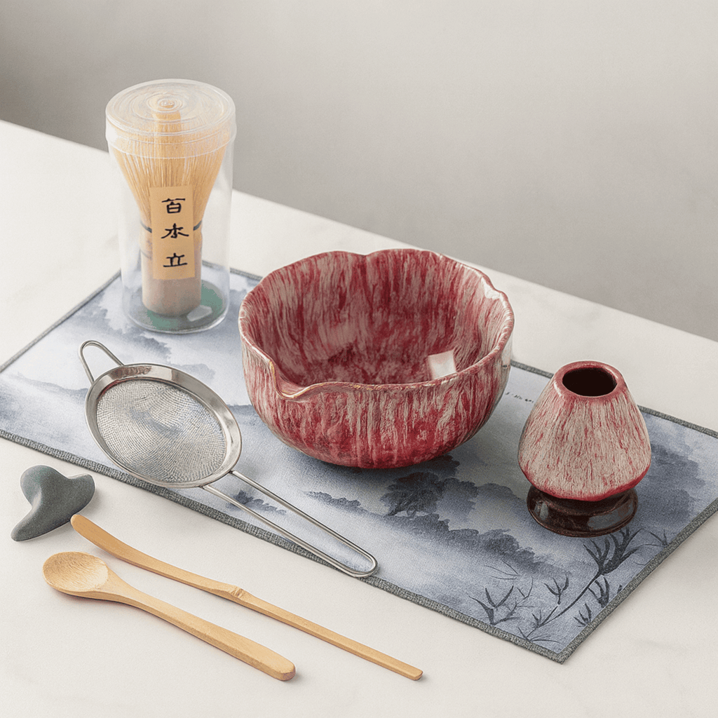 Spouted Ceramic Matcha Tea Set, 8 Pieces